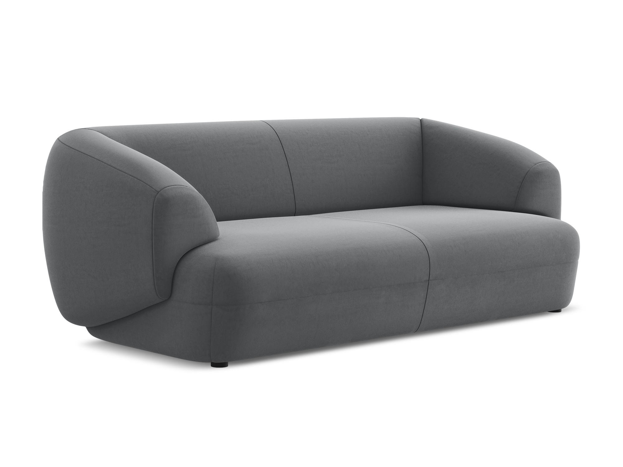 3-SITZER SOFA Samt Stoff Grau - Dunkelgrau/Schwarz, Kunststoff/Textil (212/81/98cm) - Makamii