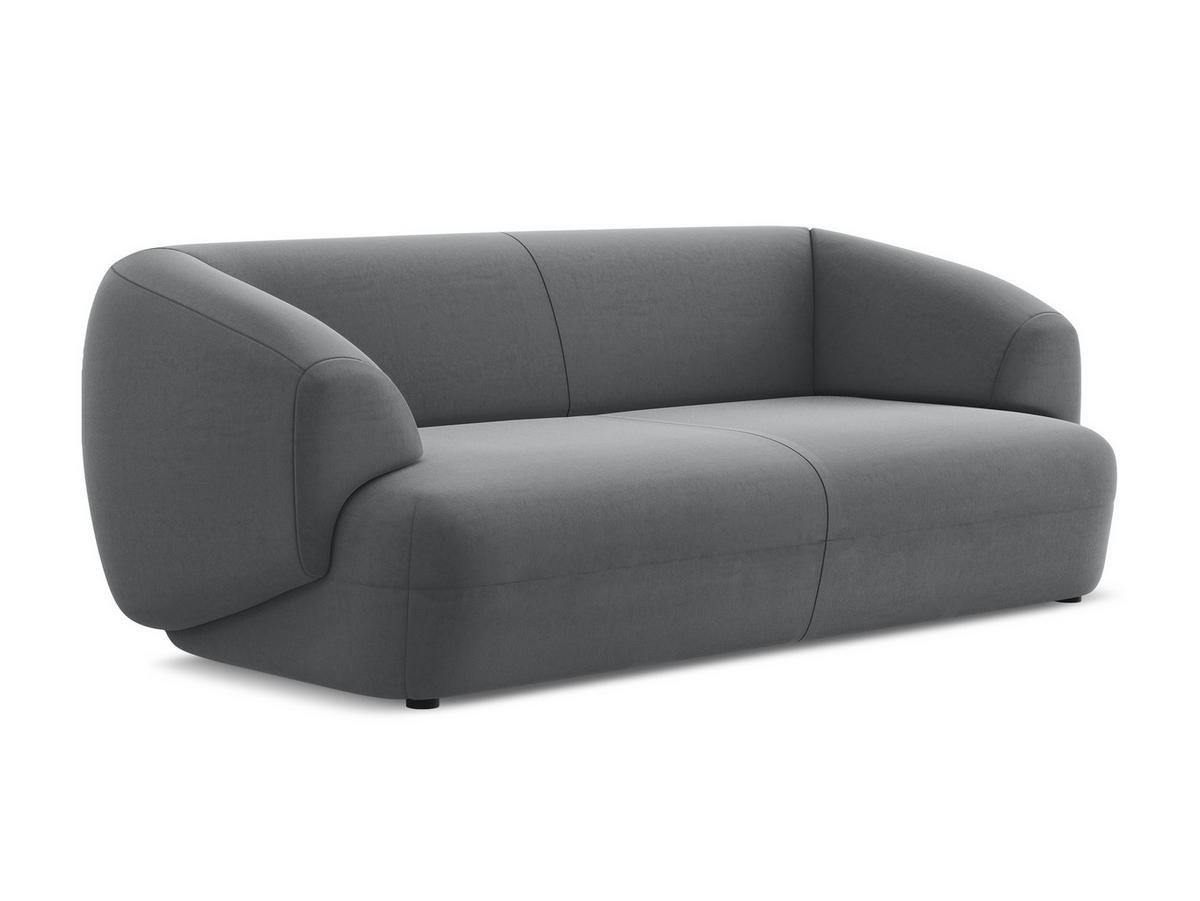 3-SITZER SOFA Samt Stoff Grau - Dunkelgrau/Schwarz, Kunststoff/Textil (212/81/98cm) - Makamii