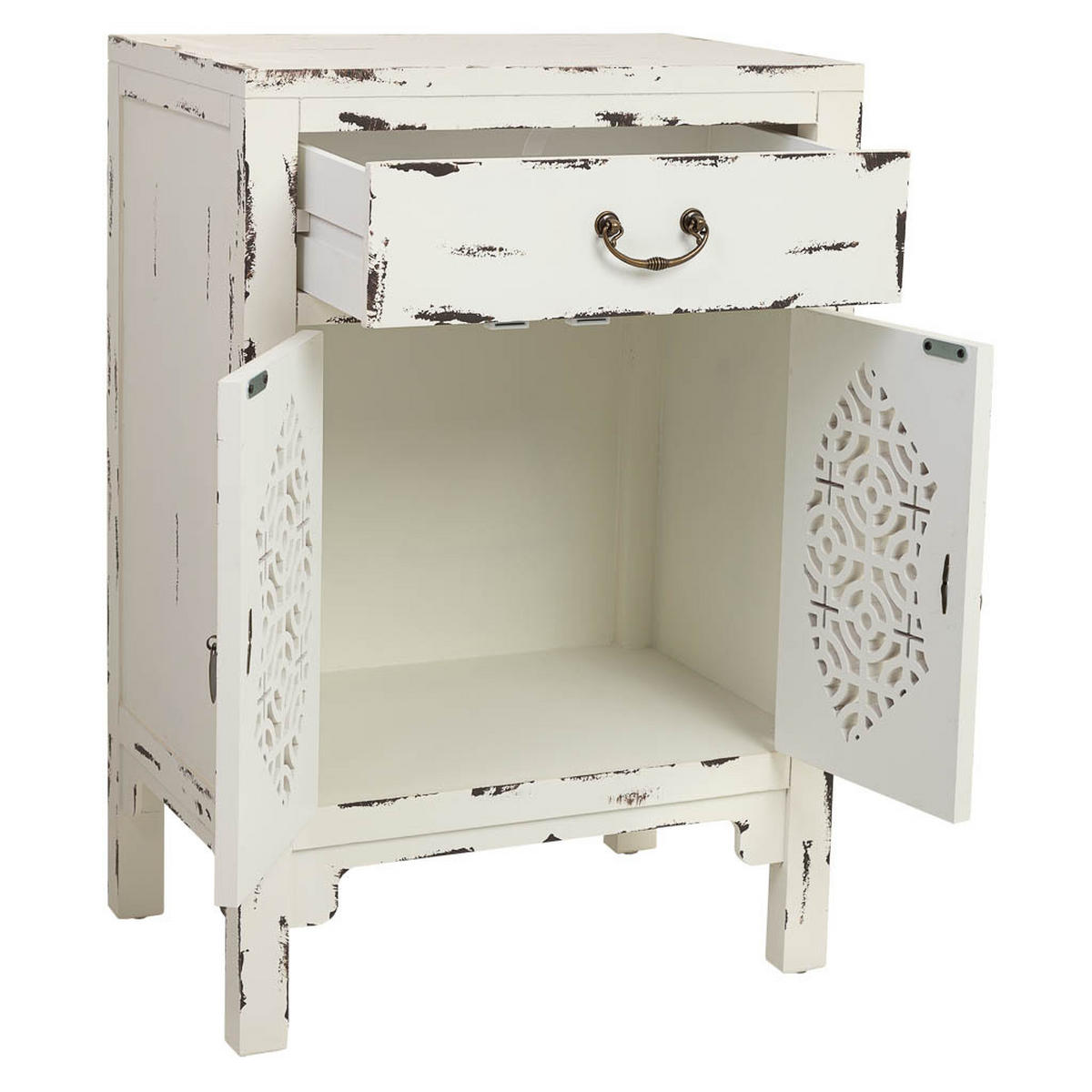 NACHTTISCH aus Holz, weiß, 48x32x70cm - Weiß, Holz (32/48/70cm) - Wanderlust