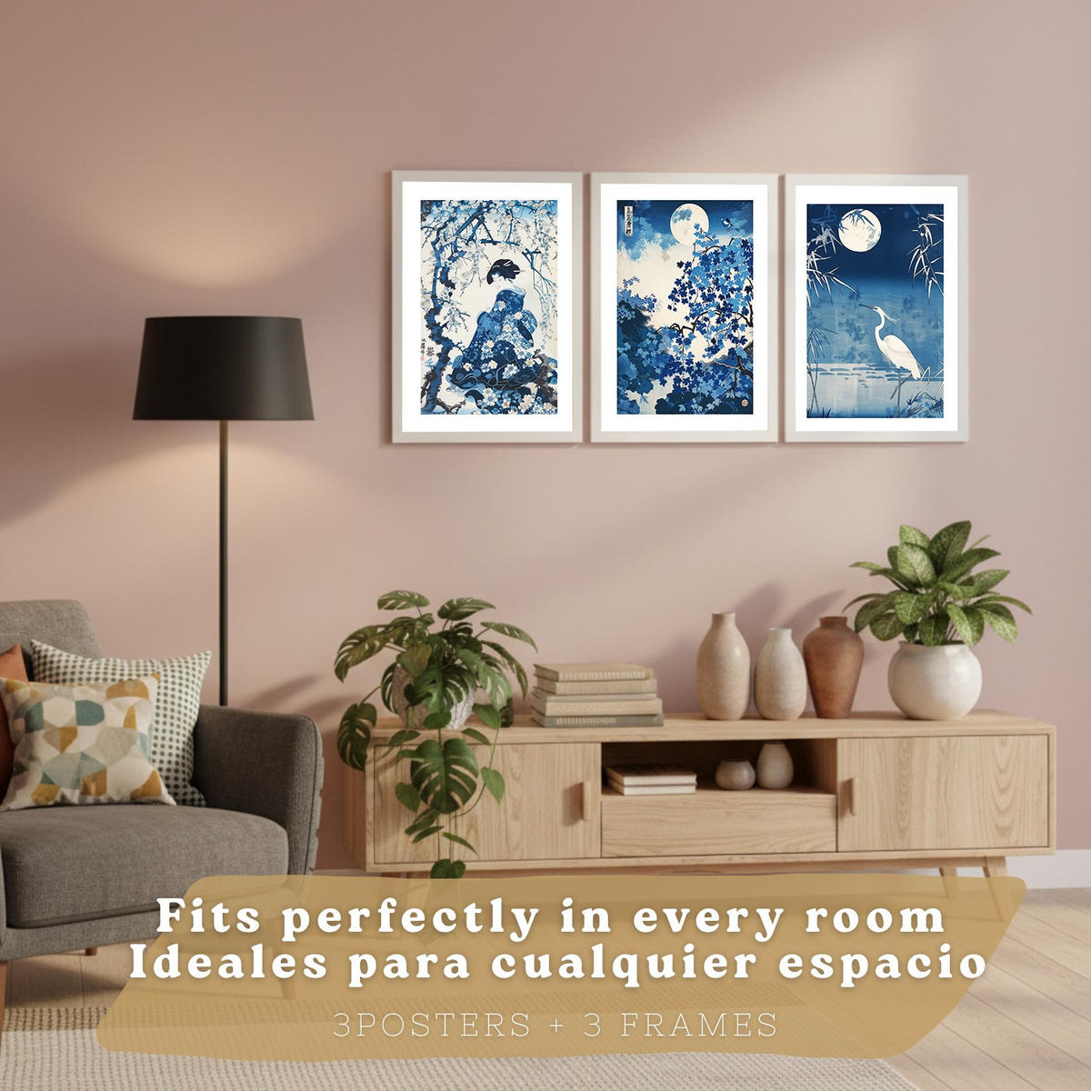 PLAKAT Sada 3 Japonsko A4 Bílý rám - bílá, papír (29.7/1/21cm) - Nacnic