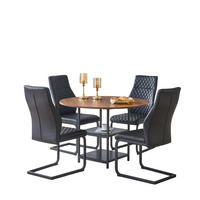 ESSGRUPPE DE-39436 5-teilig, mit doppelter Ablage und 4 Stühlen Schwarz - Schwarz, Holzwerkstoff (107/75/107cm) - ComfortXL