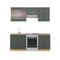 KÜCHENZEILE Fame-Line Grün-Gold Landhaus/Goldkraft Eiche 200 cm AP Eiche - Honigeiche/Grün, Holzwerkstoff (200/81.6/60cm) - Vicco