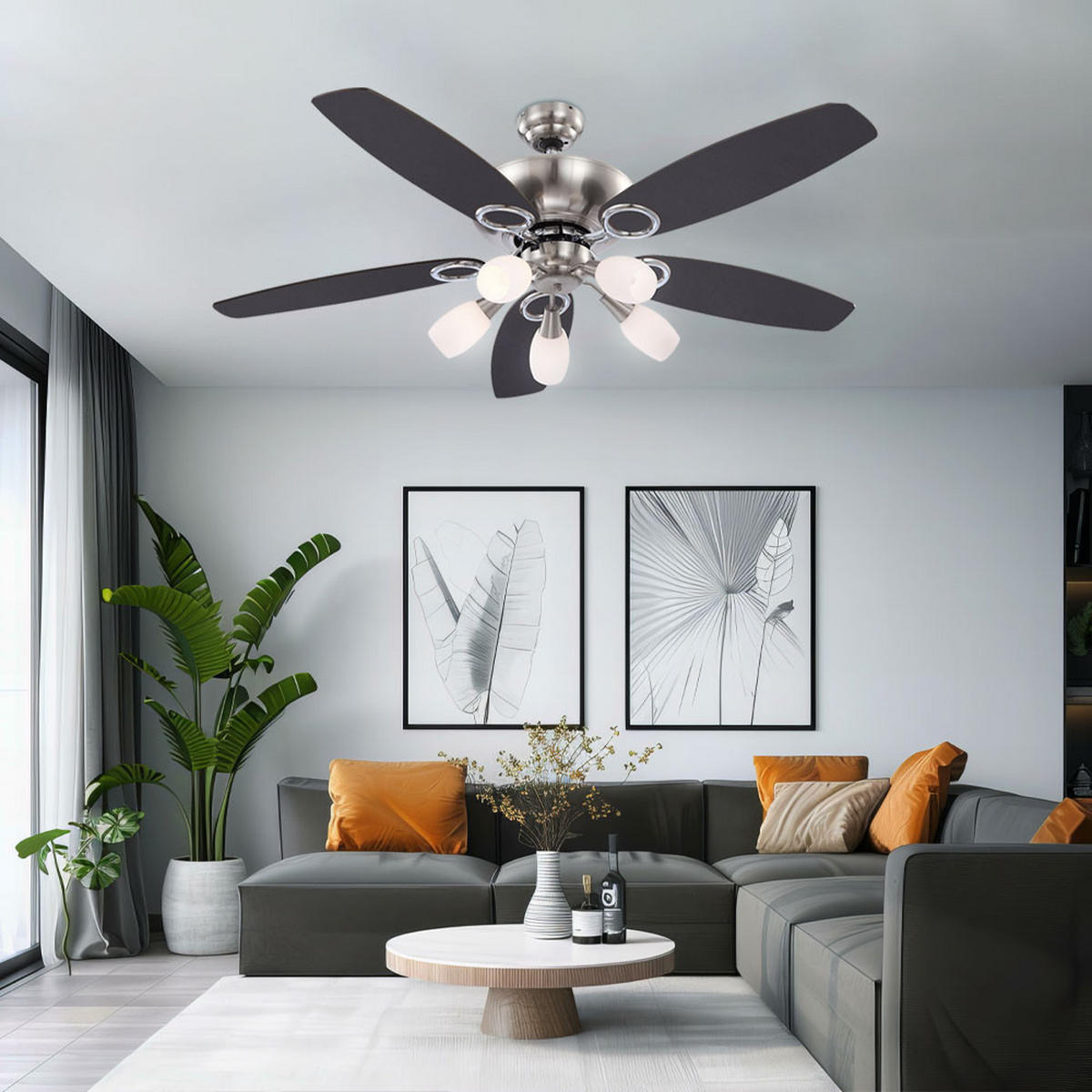 LED DECKENLEUCHTE Jerry Braun Glas - Braun, Glas (130/130/49.5cm) - Globo Lighting