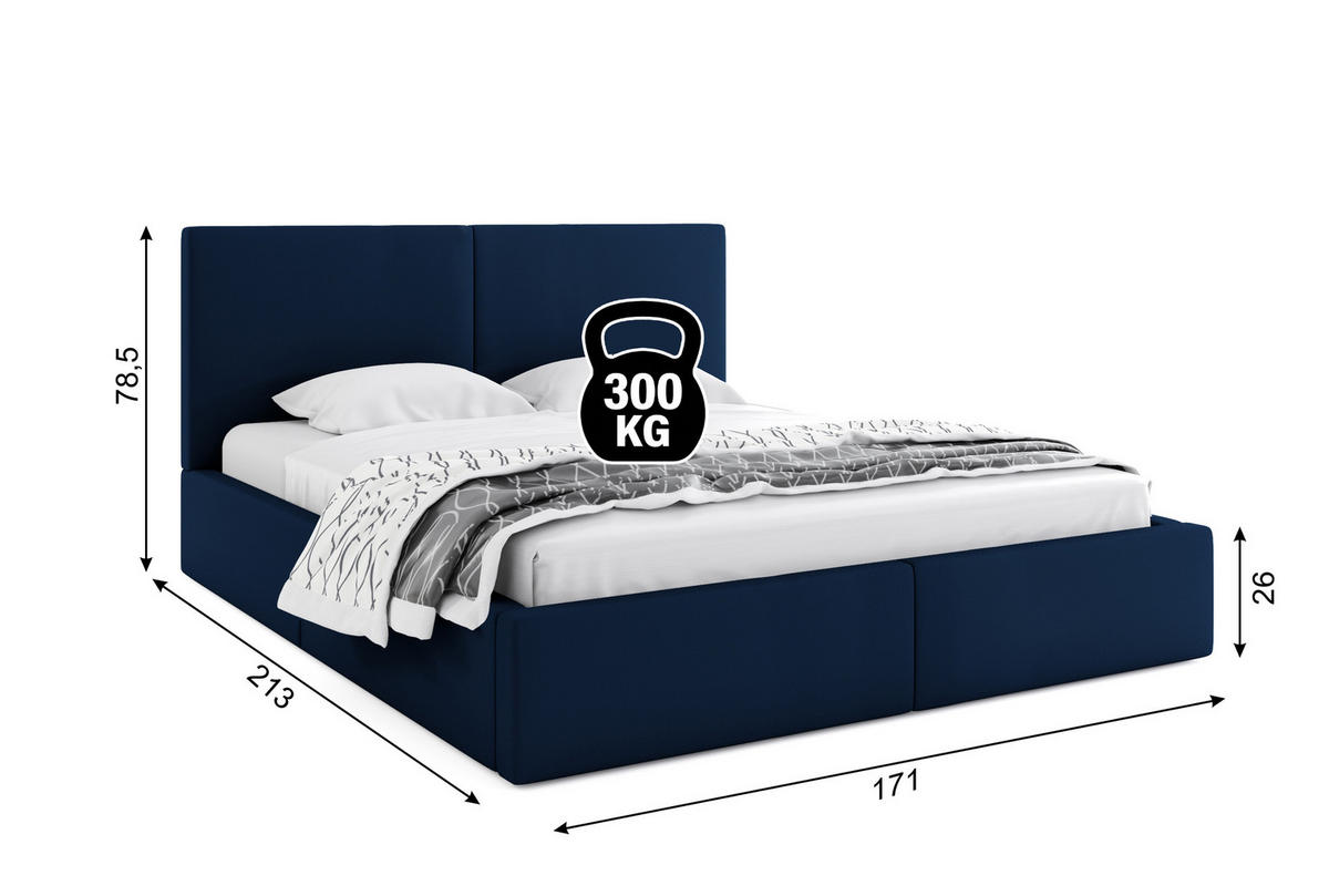 POLSTERBETT Hilton mit Stauraum - Blau, Textil (160/200cm) - Interbeds