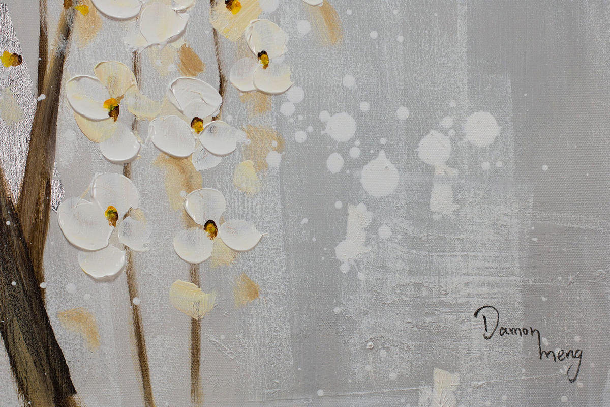 ACRYLBILD HANDGEMALT 80/120 cm - Weiß/Braun, Holz/Textil (2.06/120cm) - KUNSTLOFT