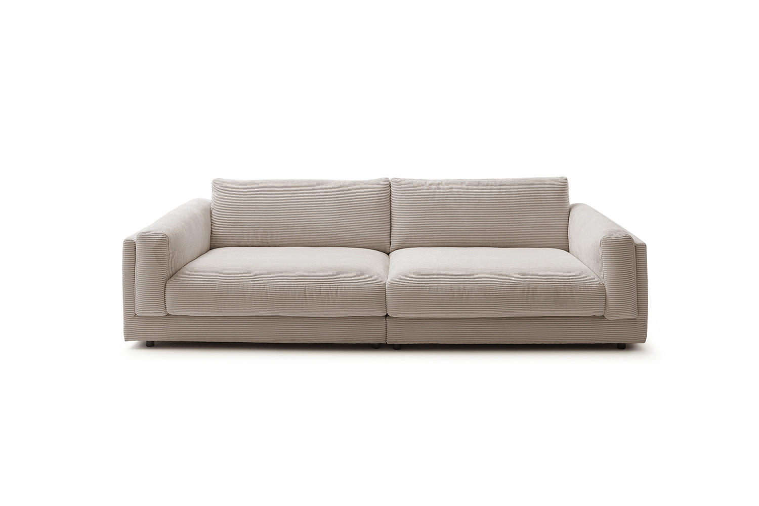 BIG SOFA RAINA Taupe Cord - Taupe/Schwarz, Kunststoff/Textil (294/85/150cm) - KAWOLA
