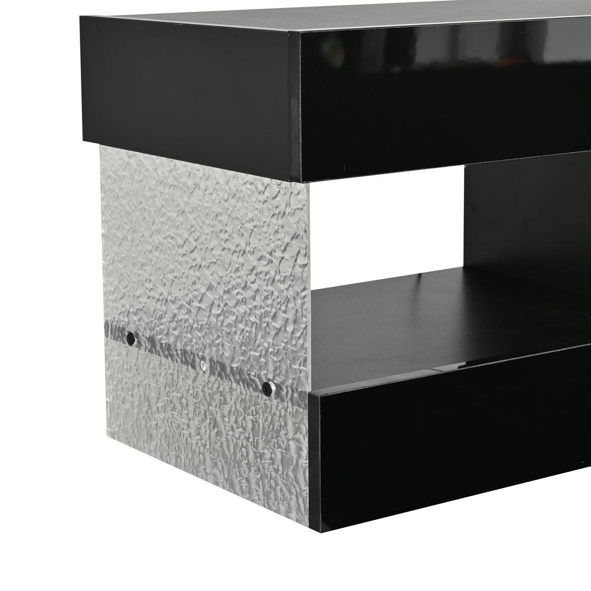 TV-SCHRANK schwarz mit Acryl-Seitenwänden, zwei Schubladen und LED-Beleuchtung 152 × 35 × 40 cm aus Spanplatte - Schwarz, Holzwerkstoff (152/40/35cm) - Luhomfu