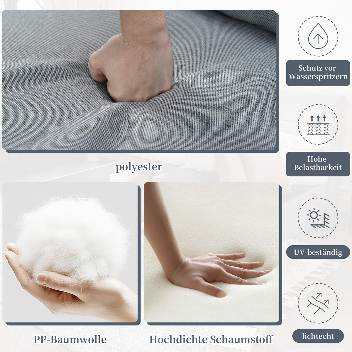 LOUNGESET Grau 3er Sofa 2 Sessel Couchtisch Glastischplatte - Grau, Textil - FLIEKS