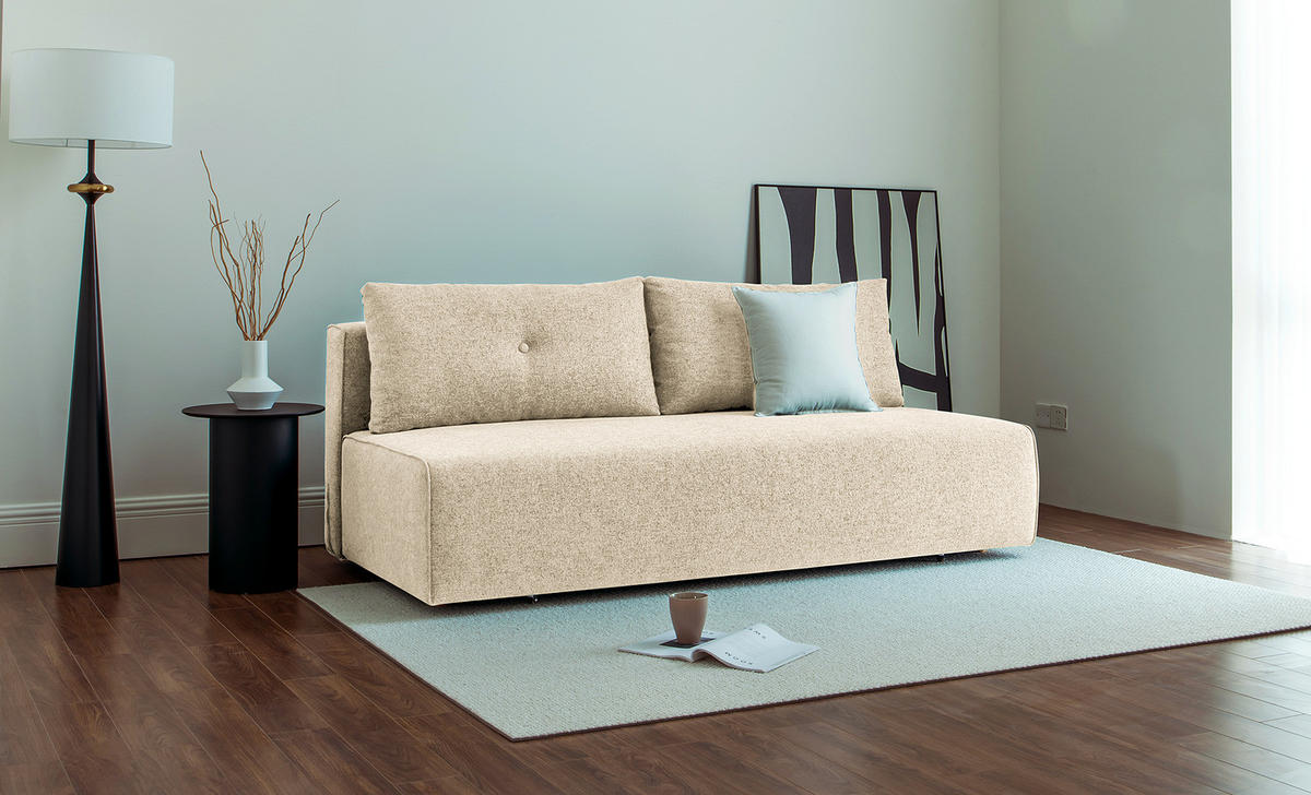 SCHLAFSOFA - Webstoff - Beige/Braun, Textil (200/86/102cm) - home24