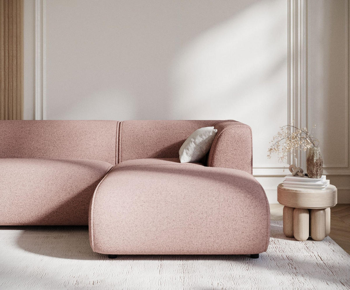 ECKSOFA Melani Rosa Webstoff - Rechts Seite - Pink/Schwarz, Holz/Holzwerkstoff (162/256cm) - Maison de Reve