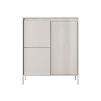KOMMODE SENSO 3D Hoch, Geriffelte MDF-Fronten, Push-to-Open, Metallfüße, 103,5x123,4x39,5 cm - Beige - Beige/Creme, Holz/Holzwerkstoff (104/124/40cm) - DomoHome
