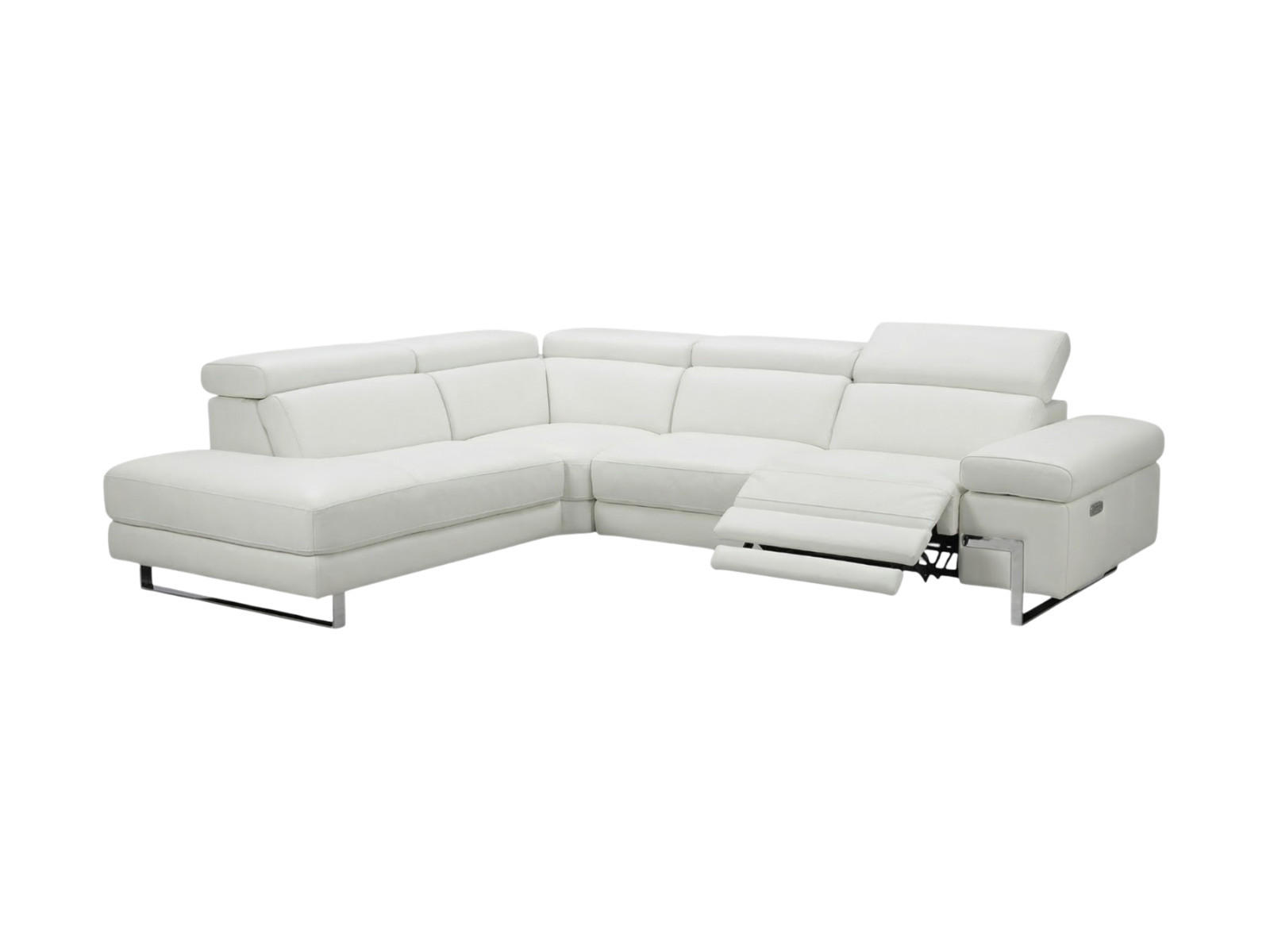 ECKSOFA Opera Echtleder mit 1 x Relaxfunktion Weiß - Weiß, Leder/Metall (218/269cm)
