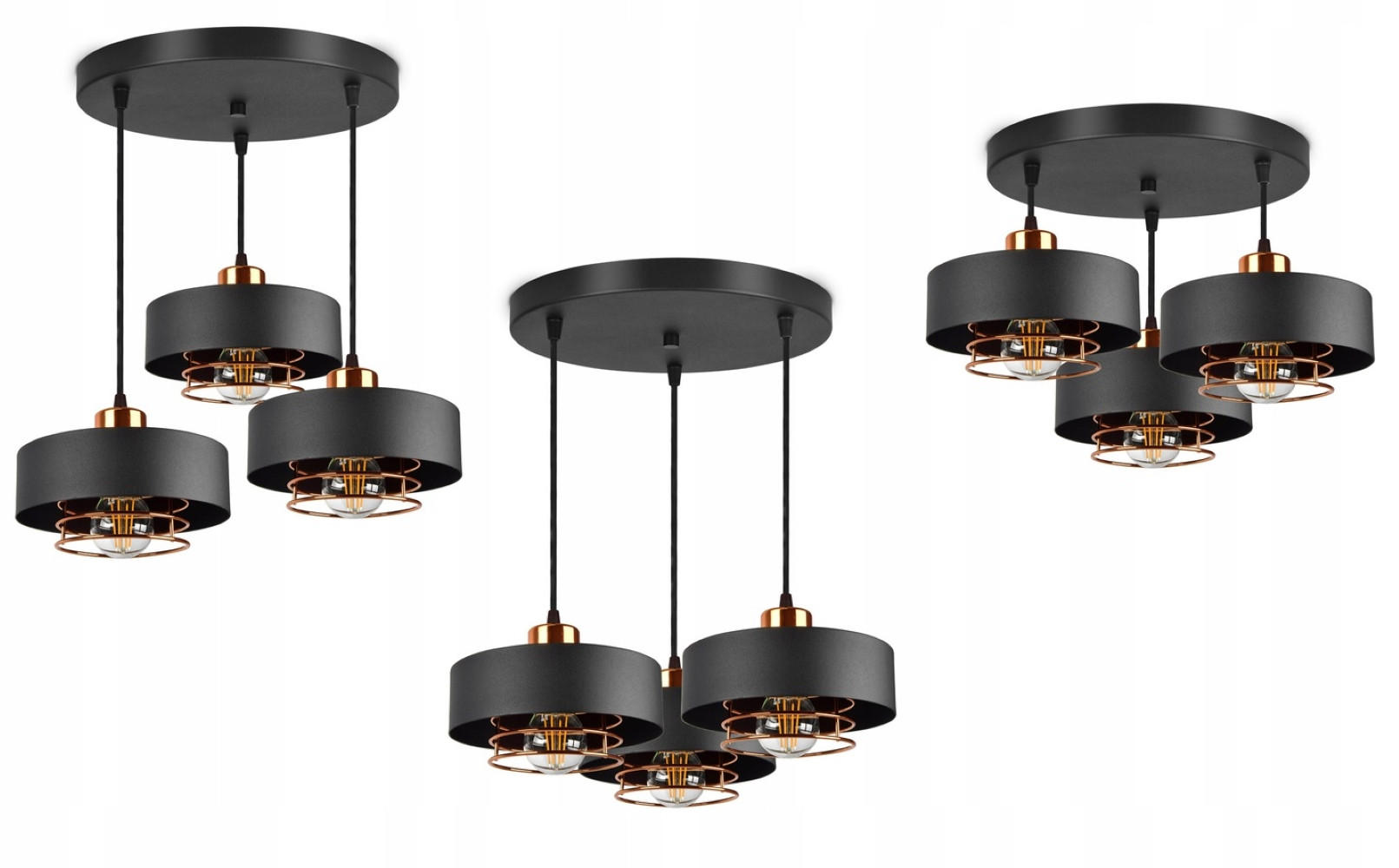 PENDELLEUCHTE EDISON - Goldfarben/Schwarz, Metall (40/40/70cm) - kiki design