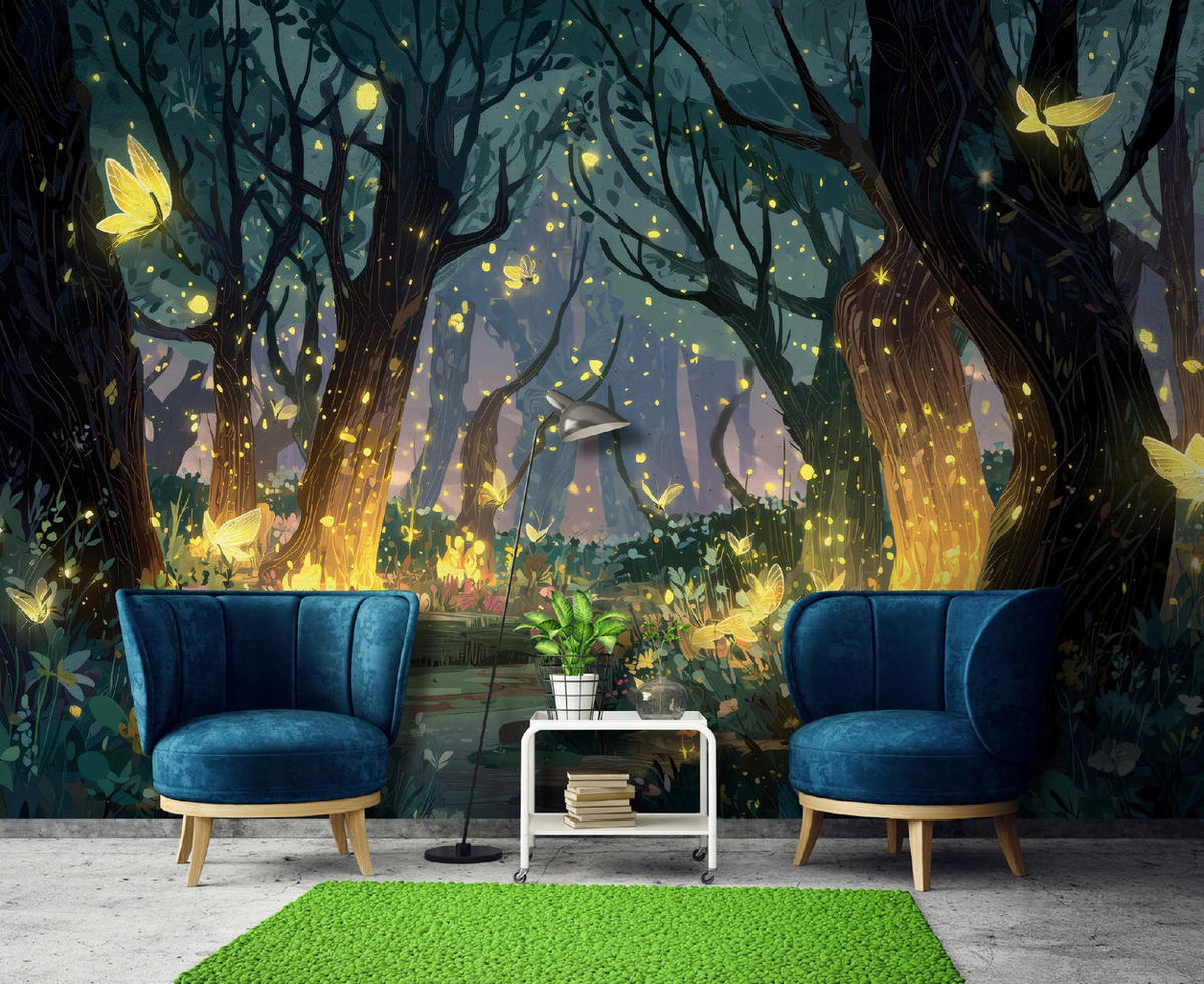 FOTOTAPETE Wald Verzaubert Gelb 200x140 cm - Multicolor, Papier (200/140cm) - Wallarena