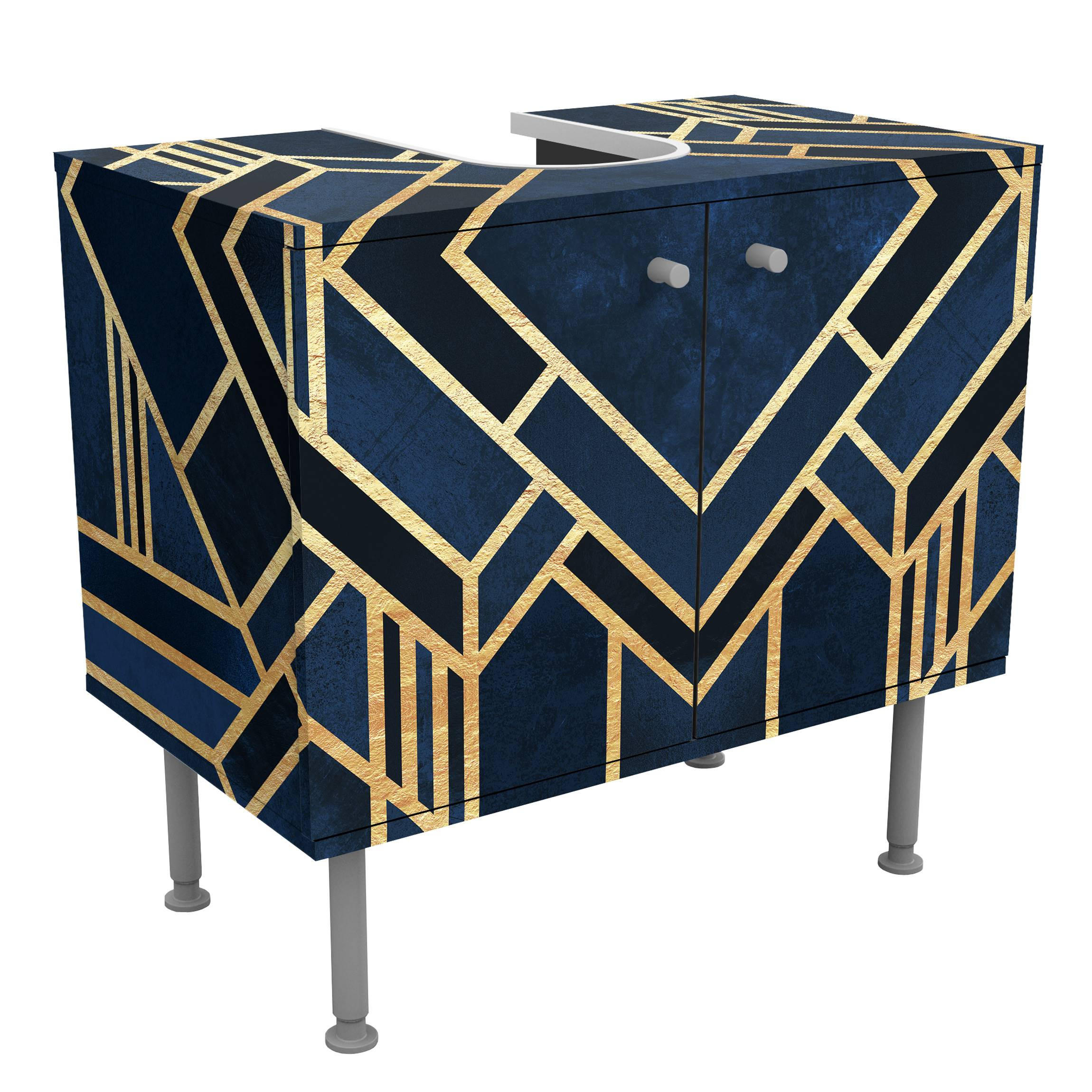 WASCHBECKENUNTERSCHRANK Art Deco Gold 60/55/35 cm - Goldfarben, Holzwerkstoff (60/55/35cm) - Bilderwelten