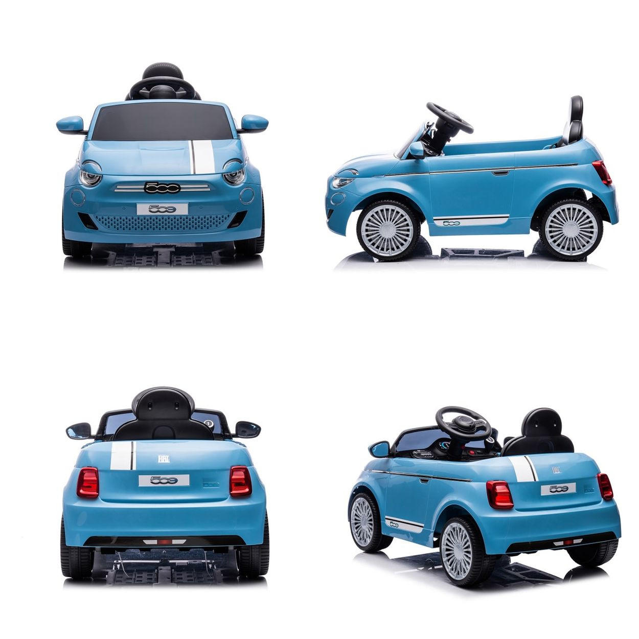 ELEKTROAUTO Fiat 500 hellblau Fernbedienung, Sicherheitsgurt, MP3, USB - Hellblau, Kunststoff (100/60/50cm) - Chipolino