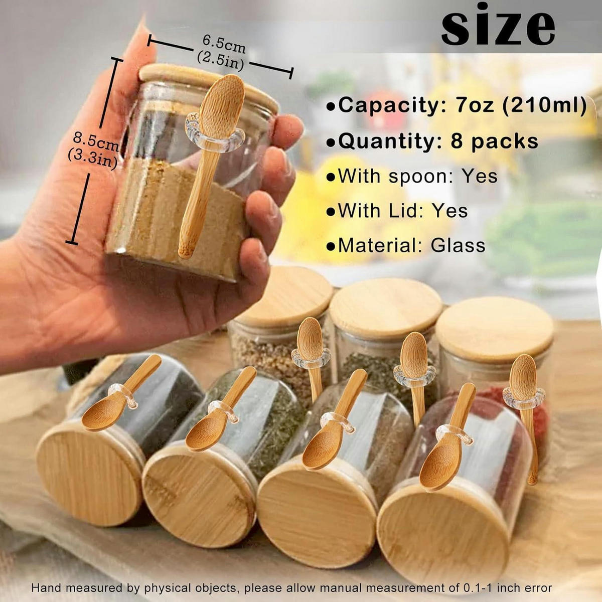 VORRATSGLÄSER Set mit Löffeln 8-teiliges Set 210 ml - Multicolor, Glas (2.5/8.9/2.5cm)