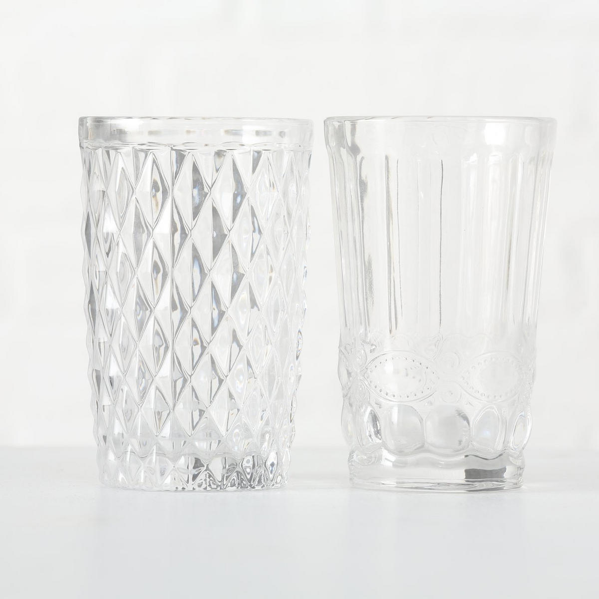 GLAS mit Verzierung Aurora Muster 2 300 ml 8/8/13 cm - Transparent, Glas (0.3L) - Boltze Home
