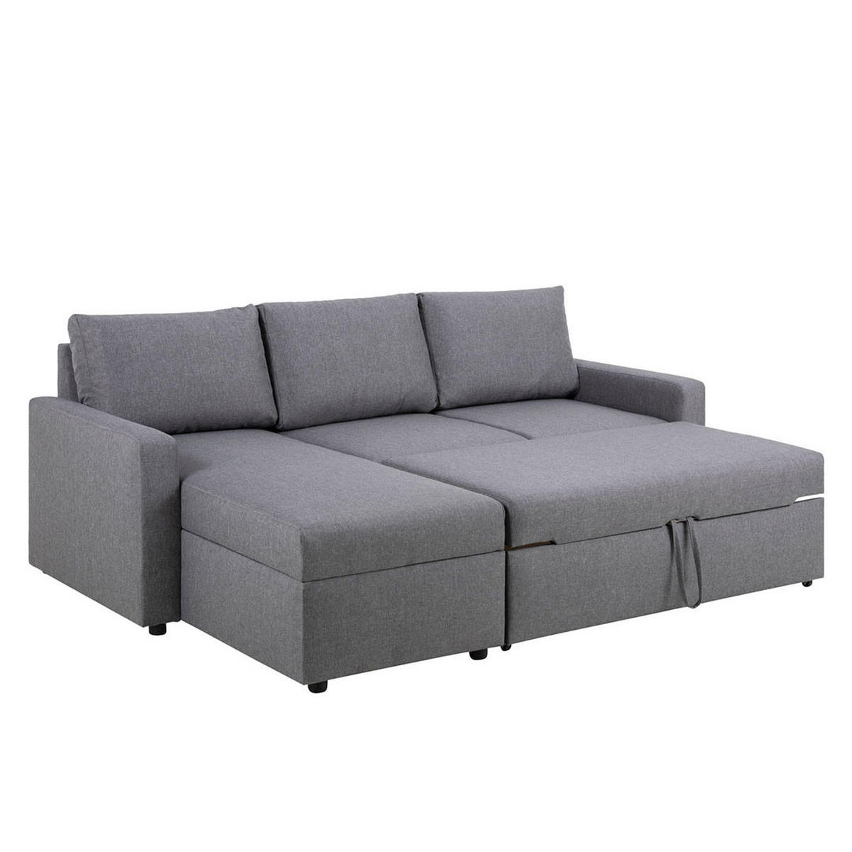 BÄDDSOFFA Sander för 3 personer 218 x 155 x 84 cm – grå - Grå, Träbaserade material/Textil (218/155cm) - ebuy24