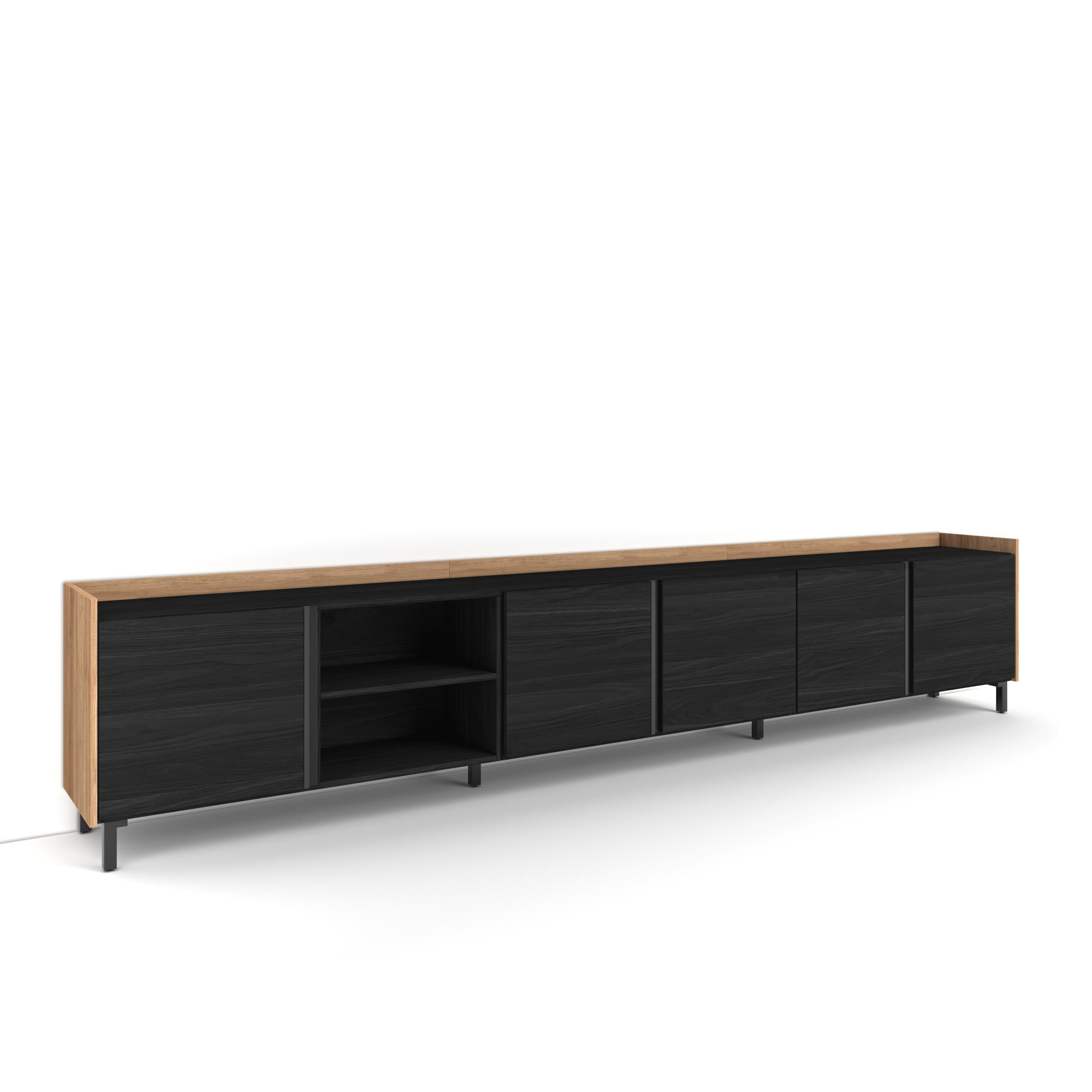 Skraut Home Lowboard, Schwarz 309x61x35 cm