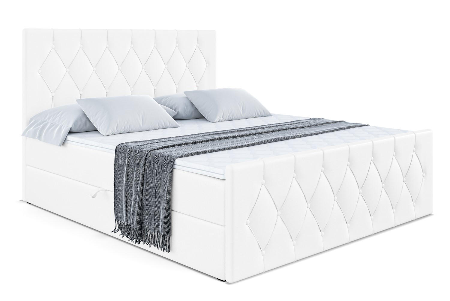 BOXBETT VELANTO-Z - 160 x 200 - H4 - Weiß Hochglanz - Weiß, Holzwerkstoff (160/200cm) - ALTDECOR