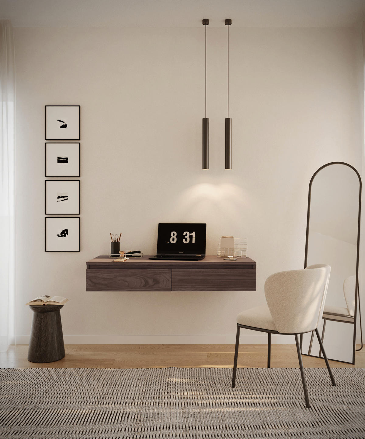 HÄNGESCHREIBTISCH / SCHMINKTISCH Bemmi Nussbaum Wisconsin 120 cm - Dunkelbraun, Holzwerkstoff (50/120/19cm) - Selsey