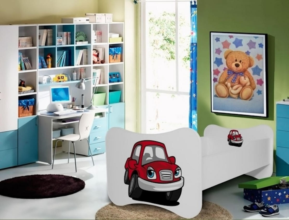 KINDERBETT Gonzalo rot / schwarz 88 / 164 / 63cm - Rot/Schwarz, Holz/Holzwerkstoff (80/160cm) - Feldmann-Wohnen