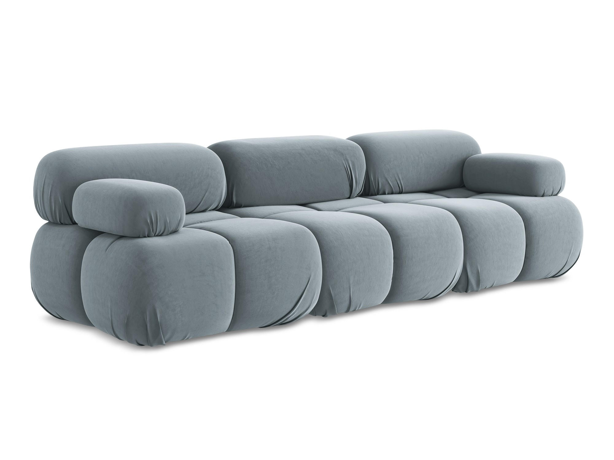 3-SITZER SOFA Samt Stoff Blau - Blau/Schwarz, Kunststoff/Textil (285/70/96cm) - Makamii