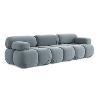 3-SITZER SOFA Samt Stoff Blau - Blau/Schwarz, Kunststoff/Textil (285/70/96cm) - Makamii