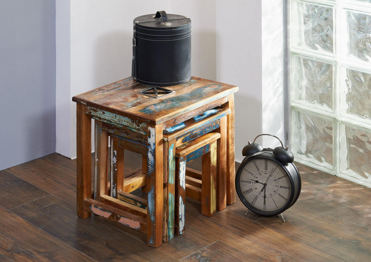 BEISTELLTISCH Altholz 48x40x46 mehrfarbig lackiert NATURE OF SPIRIT #119 - Multicolor, Holz (40/48/46cm) - Massivmoebel24