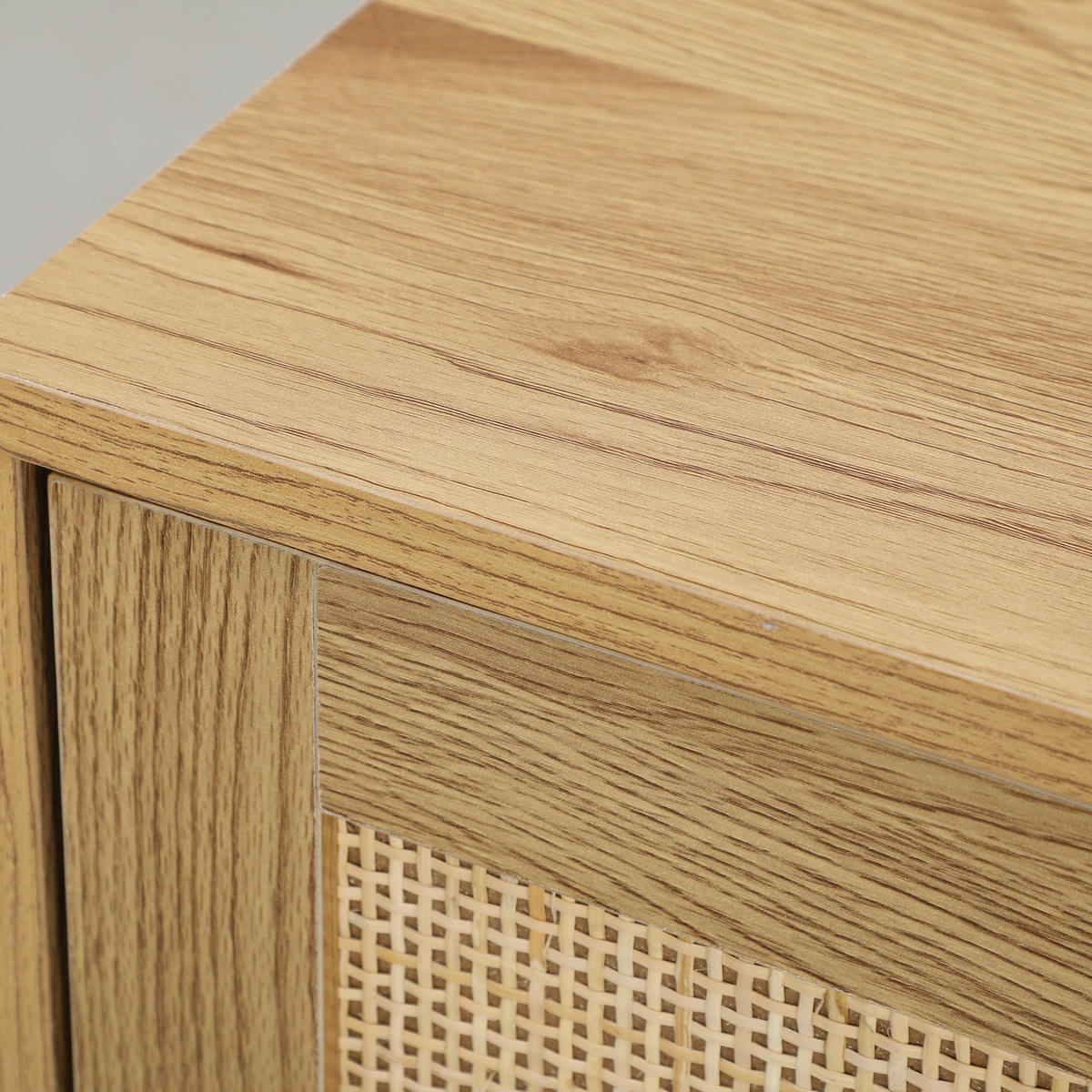 SIDEBOARD DE-11121 2 Türen mit Rattan & verstellbarem Boden Naturholz - Naturfarben, Holzwerkstoff (120/75/40cm) - ComfortXL