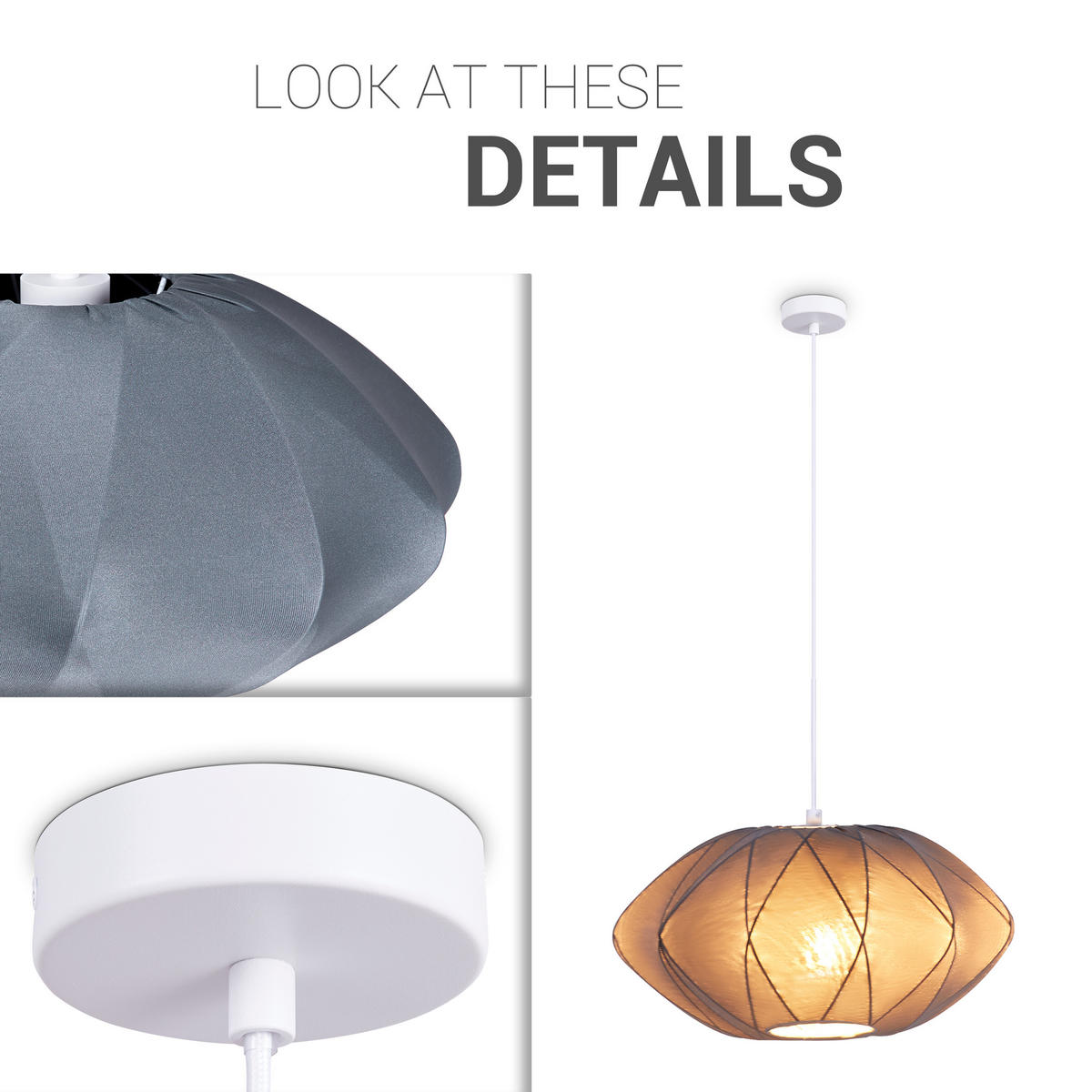 PENDELLEUCHTE Hugo Pd1 Jasmin - Weiß, Metall (40/40/22.9cm) - Paco Home