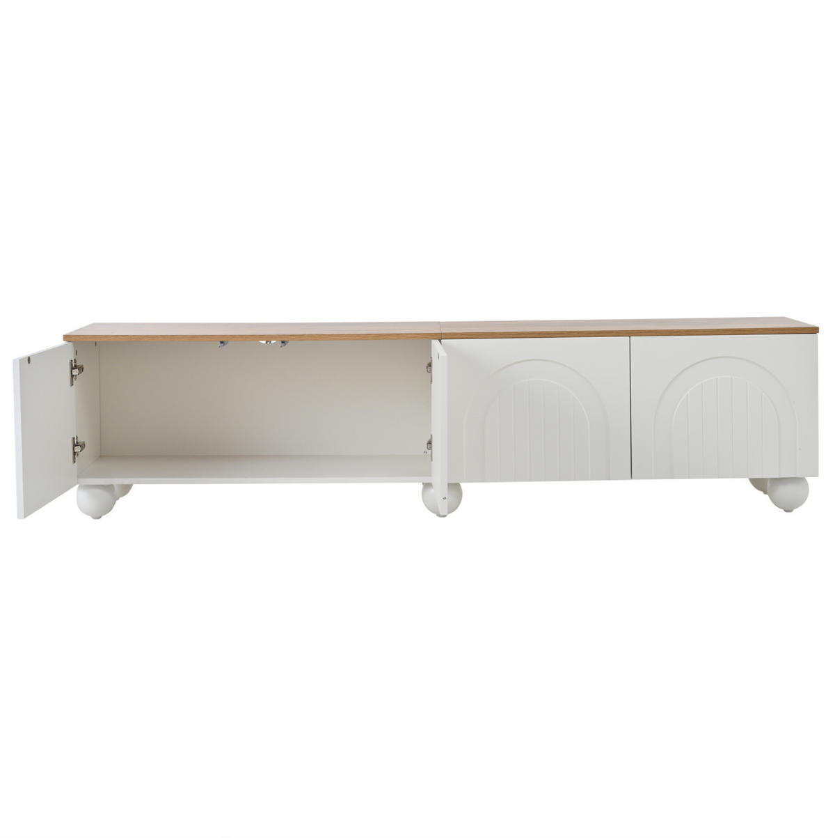 LOWBOARD 180/40/45 cm in Weiß und Holzoptik aus MDF mit 4 Türen - Weiß, Holzwerkstoff (40/45/180cm) - OKMYHOME