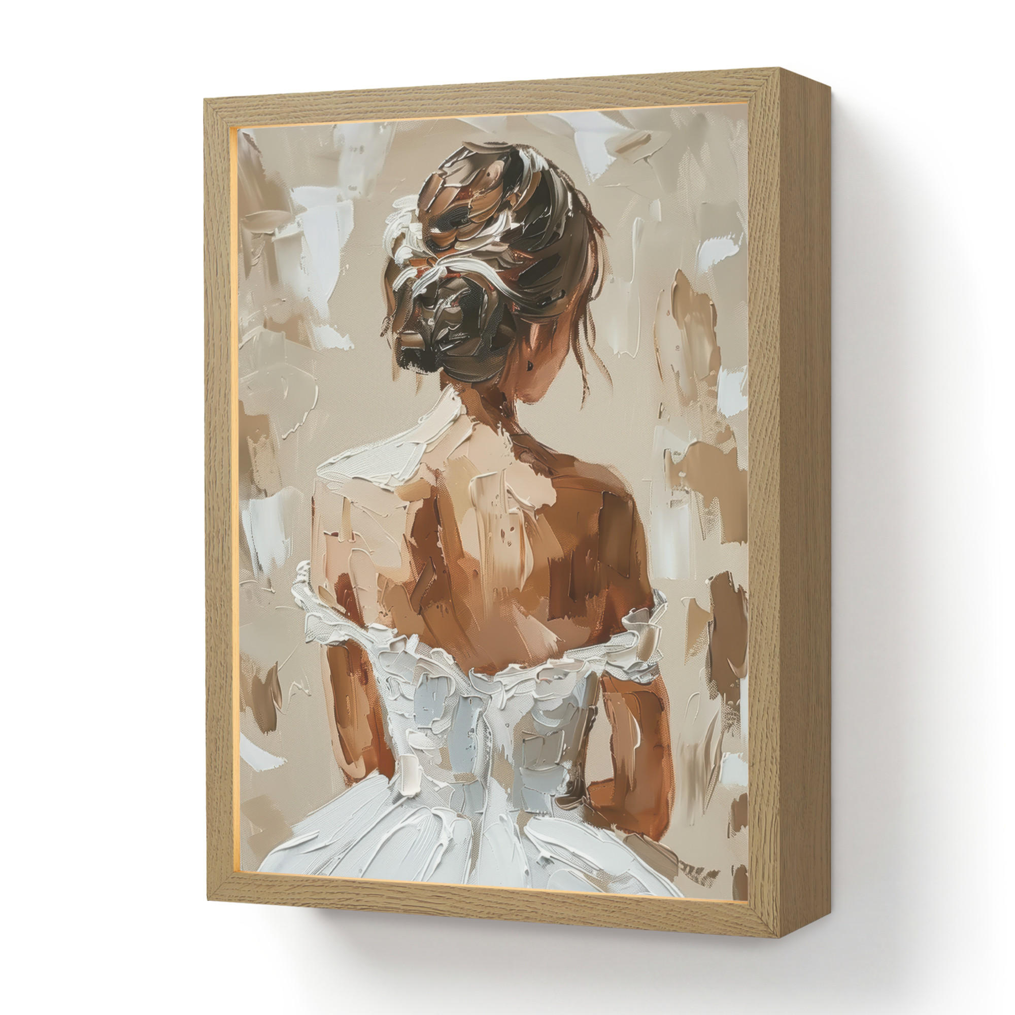 NÁSTĚNNÁ LAMPA S AKUMULÁTOREM Žena - malba - abstraktní - béžová - moderní 30x40 cm - světle hnědá, kompozitní dřevo (30/40/8cm) - OnlyWow