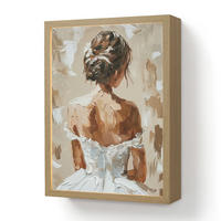 NÁSTĚNNÁ LAMPA S AKUMULÁTOREM Žena - malba - abstraktní - béžová - moderní 30x40 cm - světle hnědá, kompozitní dřevo (30/40/8cm) - OnlyWow