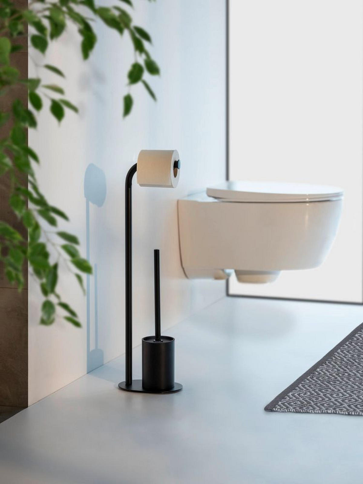 TOILETTENPAPIERHALTER 2in1 Levante 23/17/63 cm - Schwarz, Metall (17/63/23cm) - Wenko
