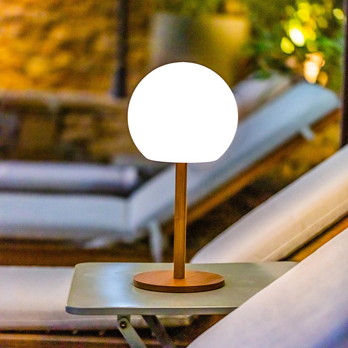 LED-TISCHLAMPE LUNY hellbraun - Hellbraun, Holz (13/13/28cm) - Lumisky