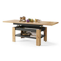 COUCHTISCH rechteckig Eiche Artisan - Anthrazit ausziehbar höhenverstellbar - Anthrazit/Eiche Artisan, Holzwerkstoff (65/130/58cm) - designimpex