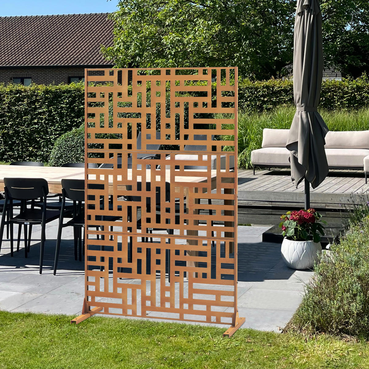 TRENNWAND Bernalda - Rostfarben, Metall (120/180cm) - casa.pro