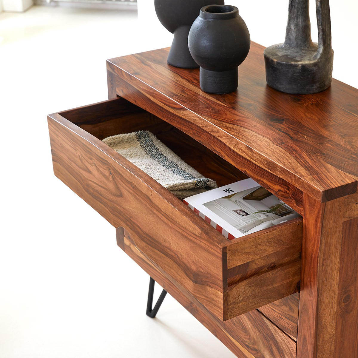 KOMMODE Bonnie Braun aus Palisander - Braun, Holz (90/77/40cm) - Tikamoon