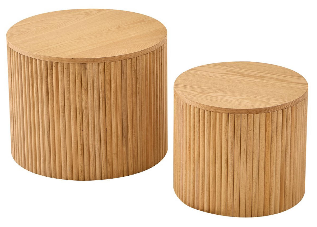 COUCHTISCH (2er set) Rund Braun 50 x 50 x 39 cm - Braun, Holz (50/50/38.5cm) - Nordlys