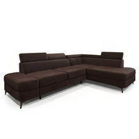 ECKSOFA AVISE M R-S Braun Velours-Stoff mit Schlaffunktion - Braun, Holzwerkstoff/Textil (268/195cm) - MASSENO