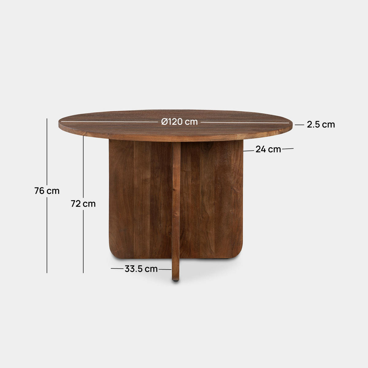 ESSTISCH Atir Walnuss 120 cm x 76 cm - Walnussfarben, Holz (120/120/76cm) - Klast Home