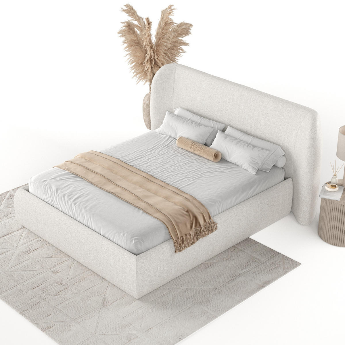 POLSTERBETT Bellano mit Stauraum 200/200 cm Hellbeige im Riva Stoff - Beige/Schwarz, Holz/Holzwerkstoff (200/200cm) - AltaBeds