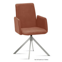 ARMLEHNSTUHL drehbar (6er-Set) Dreama 52x92x60 Edelstahl/Cognac - Edelstahlfarben/Cognac, Kunststoff (60/92/52cm) - 58aufmkessel