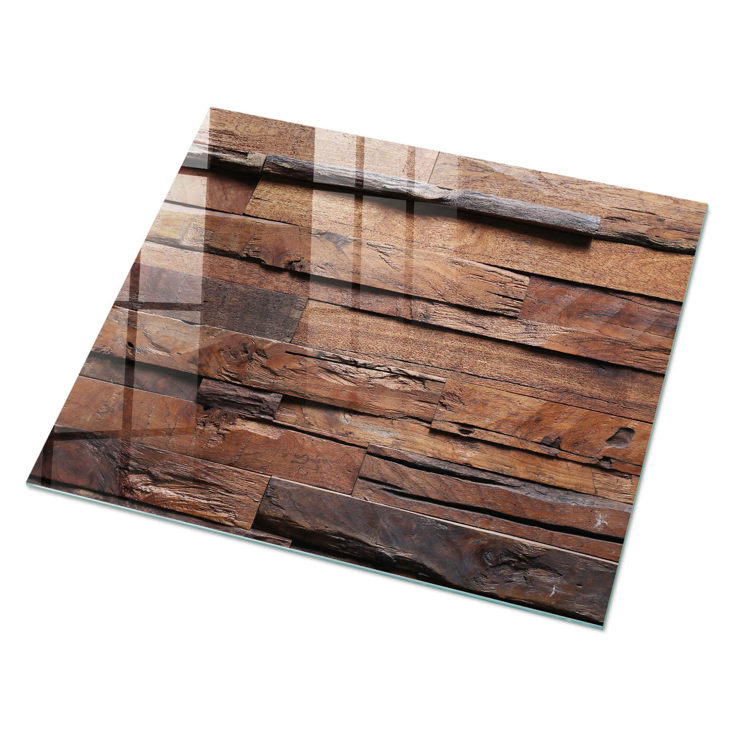 GLASPLATTE 80x60 cm – Rustikales Holz - Schwarz, Glas (0.4/80/60cm) - ArtPrintCave