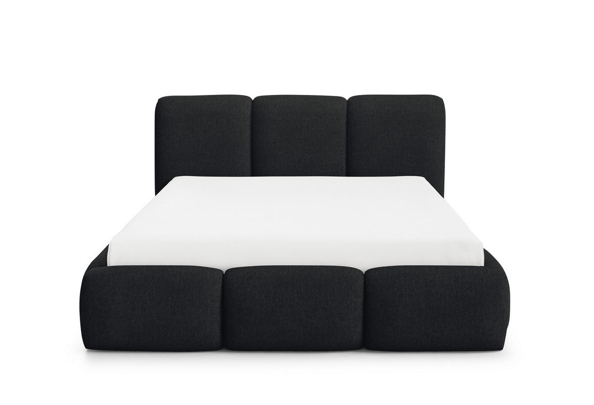 POLSTERBETT BOVA 160x200 cm mit Bettkasten,Lattenrost,Doppelbett,Boxspringbett-Optik-Schwarz - Schwarz, Holz (160/200cm) - Furnistar