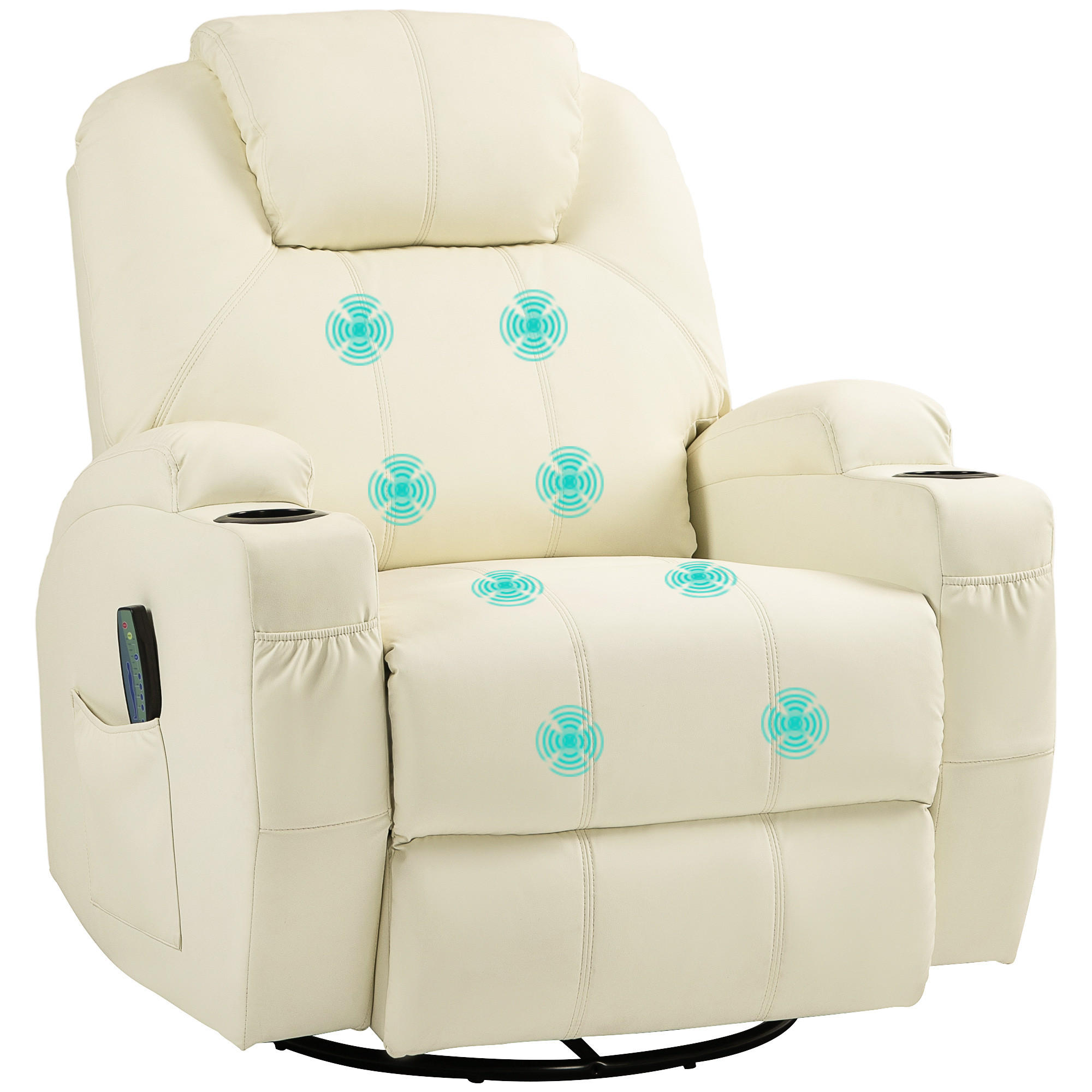 MASSAGESESSEL DE-06369 8 Massagepunkte, 135° neigbar Cremeweiß - Creme, Metall (99/106/89cm) - ComfortXL