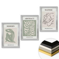WANDBILDER 3er Set - 20x30 cm Silberner Rahmen - Stilvolle grüne Gemälde mit Figuren - Silberfarben, Kunststoff (20/30cm) - ArtPrintCave