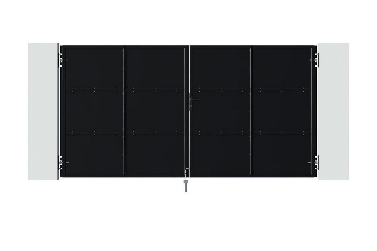 STAHLFLÜGELTOR Nali Mattschwarz 3,5m H.180cm - Schwarz, Metall (343/180cm) - Casanoov